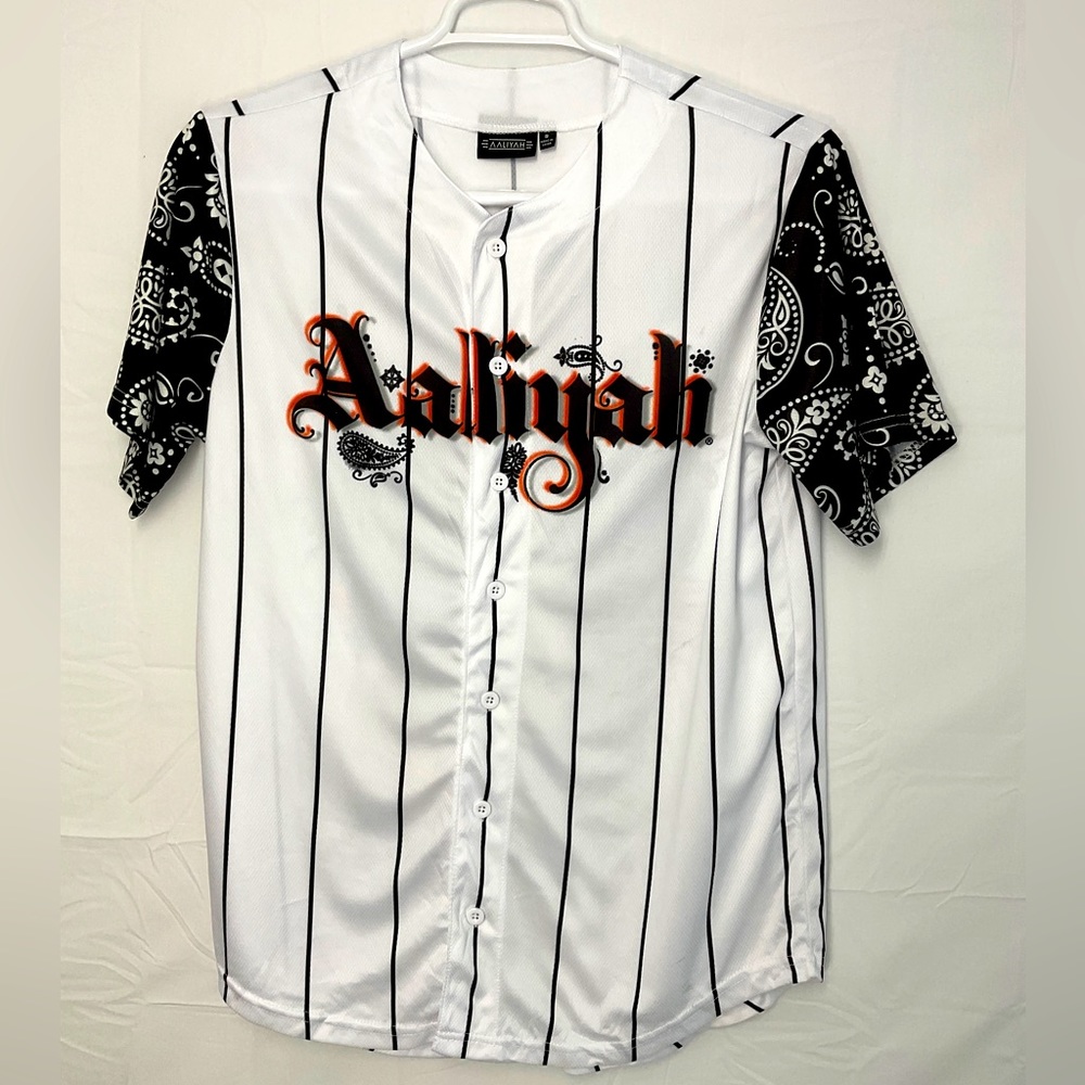 NWOT Unisex Aaliyah Princess of R&B White & Black Short Sleeve Jersey Small - Picture 1 of 5